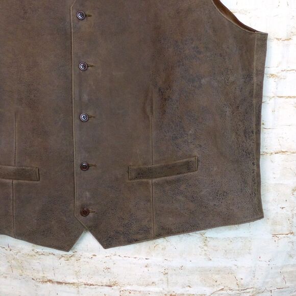 Scully Vest Men 52L Brown Distress Lambskin Leather Western Button Lined 503-60 - Picture 6 of 12